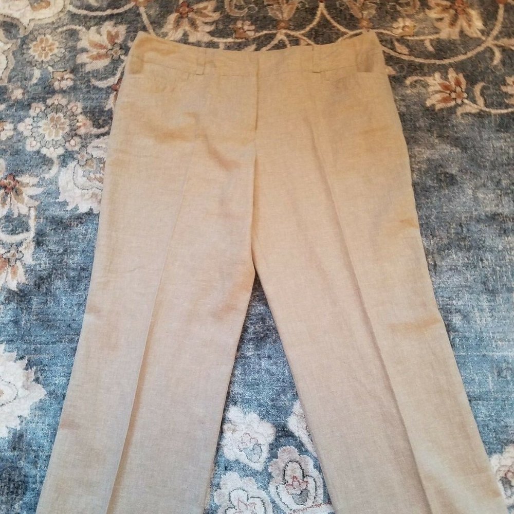 NWT Womens by ND Cotton Linen Pants Sz 16 Beige Wide Leg Summer Trousers Slacks